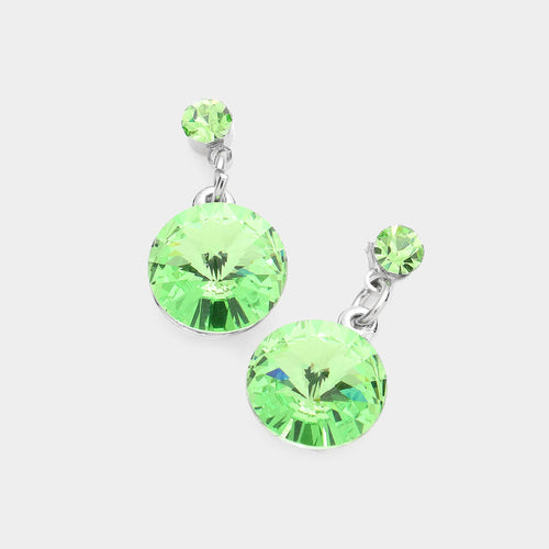 Genuine Crystal Drop Earrings - Peridot