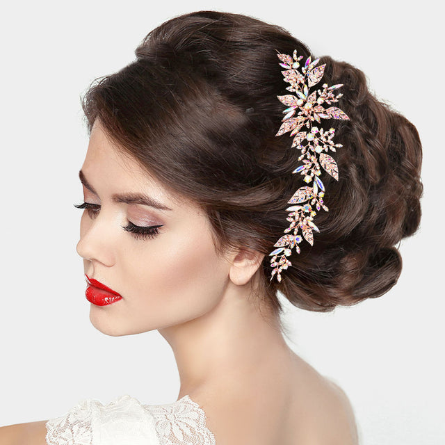 Madeline Love AB, Rose Gold Stone Leaf Vine Wrap Headpiece - Hair Accessories