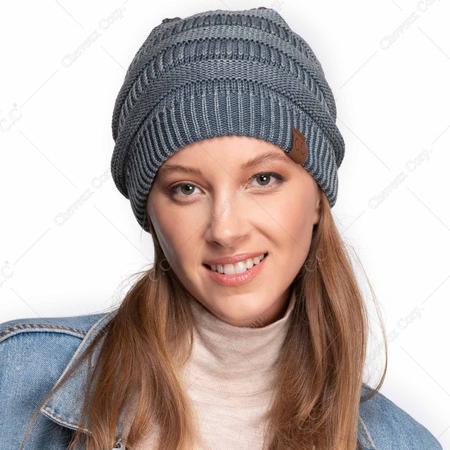 C.C Stone Washed Cotton Knit Beanie Hat - Hats