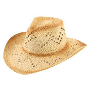 Camel Edge Gradation Pointed Open Weave Panama Cowboy Straw Hat, Expertly crafted with a pointed open weave design, this Panama cowboy straw hat offers superior ventilation and breathability. Made with the finest materials, it provides both style and function, making it the perfect accessory for any outdoor adventure. 