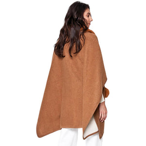 Camel Faux Fur Trimmed Front Pockets Ruana Poncho, Elevate your winter style. Crafted with faux fur accents and featuring convenient front pockets, it adds warmth, texture, and a touch of elegance to any outfit. Awesome gift choice for your family members, friends, fashion-loving young adults, colleagues, or yourself.