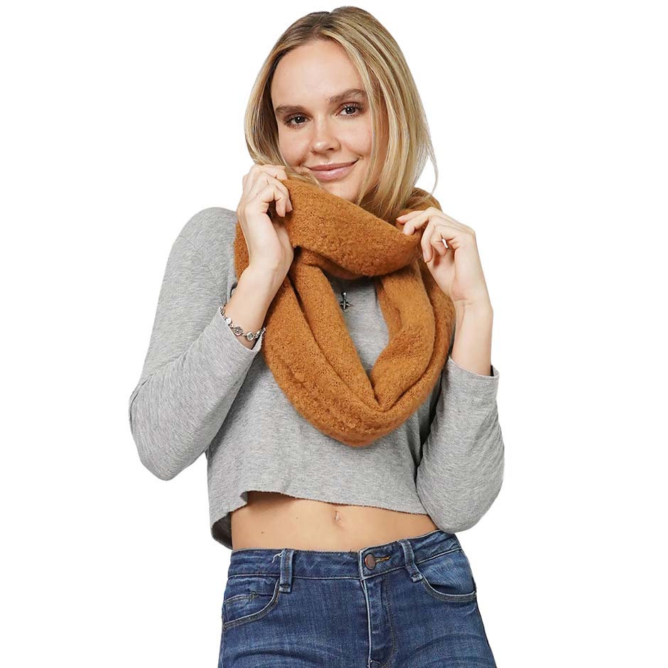 Camel Soft Knit Infinity Scarf, is delicate, warm, on-trend & fabulous, and a luxe addition to any cold-weather ensemble. This knit infinity scarf combines great fall style with comfort and warmth. It's a perfect weight and can be worn to complement your outfit. Perfect gift for birthdays, holidays, or any occasion.