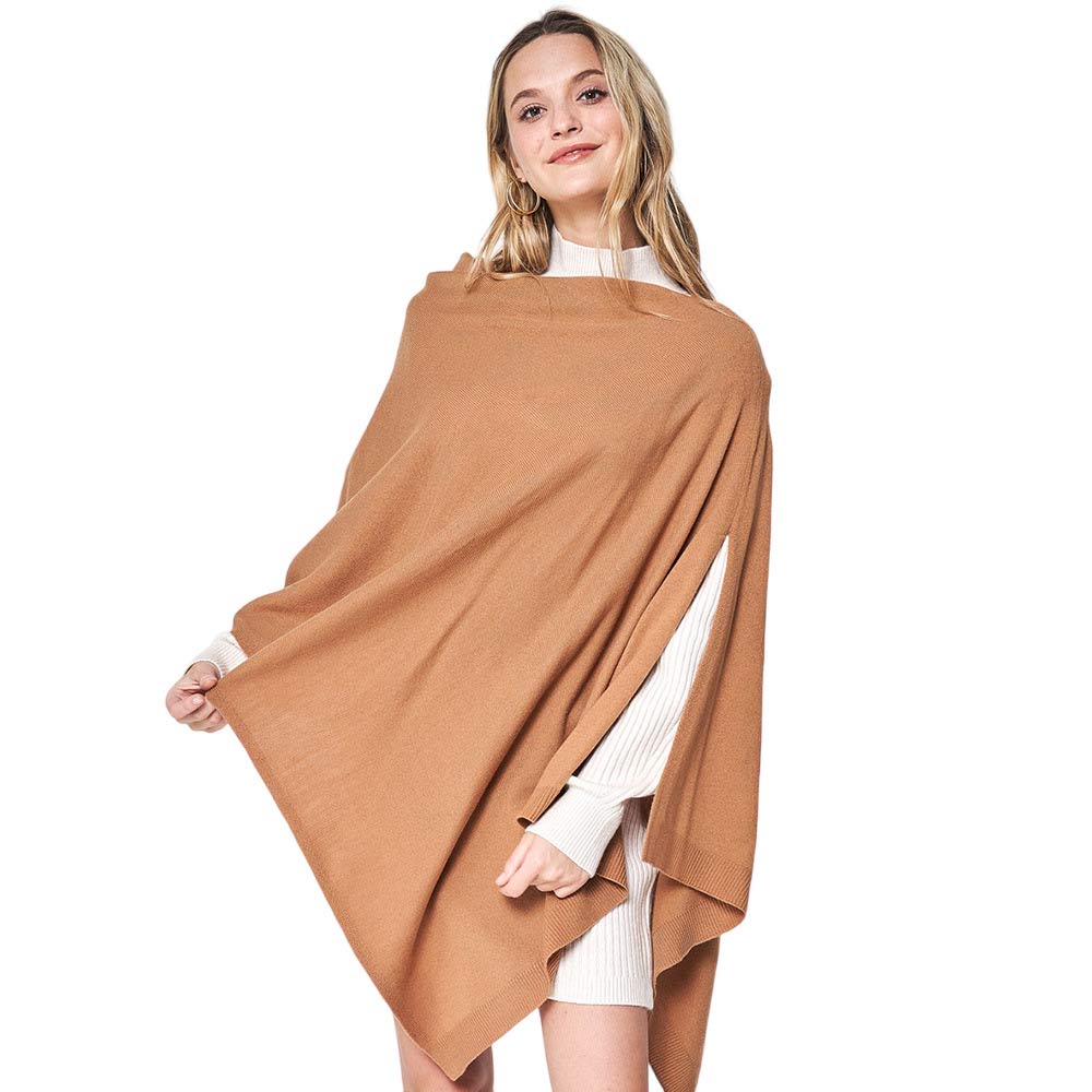 Camel Solid Scarf Poncho, with the latest trend in ladies' outfit cover-up! The high-quality poncho is soft, comfortable, and warm but lightweight. It's perfect for your daily, casual, party, evening, vacation, and other special events outfits. A fantastic gift for your friends or family.