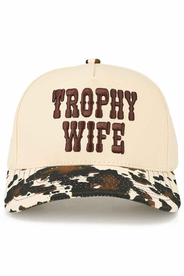 Trophy Wife Embroidered Beige & Brown Cow/Camo Baseball Cap Trophy Wife Camo Hat, Women main image 4