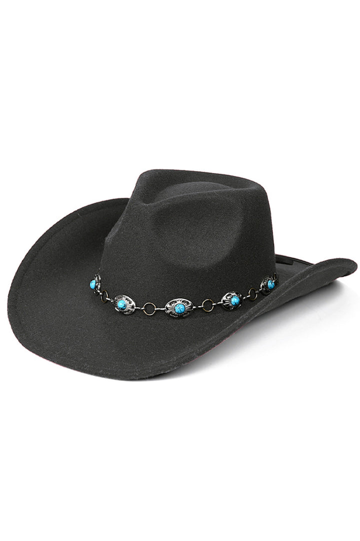 Charcoal C.C. Trim Band Vegan Felt Cowboy Hat is made with high-quality vegan felt and a stylish trim band. Its durable construction and fashionable design make it the perfect addition to any cowboy or cowgirl's wardrobe. Stay on trend while also being conscious of your impact on the environment.