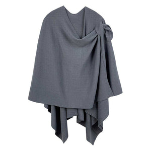Charcoal Shoulder Strap Solid Ruana Poncho, with the latest trend in ladies outfit cover-up! the high-quality bling border solid neck poncho is soft, comfortable, and warm but lightweight. Stay protected from the chilly weather while taking your elegant looks to a whole new level with an eye-catching, luxurious outfit women!