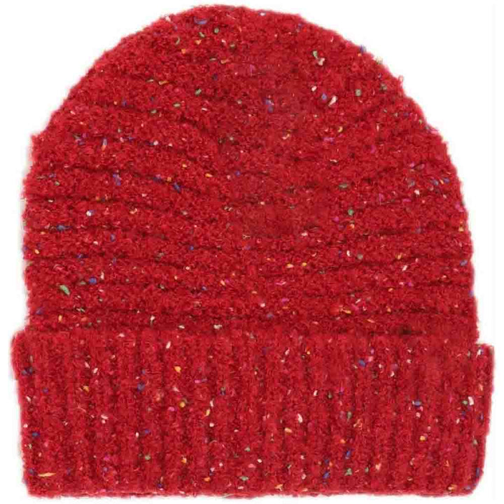 ChiliPepper Confetti Boucle Knit Cuff Beanie offers expert-level warmth and style with its textured boucle knit fabric. Designed for a secure, comfortable fit, the cuffed edge provides additional insulation around the forehead and ears. This beanie’s subtle confetti pattern adds visual interest without overwhelming your look, making it a versatile accessory for both outdoor activities and casual wear in cooler climates. Durable and soft, it’s a refined choice for those seeking functional winter headwear. 