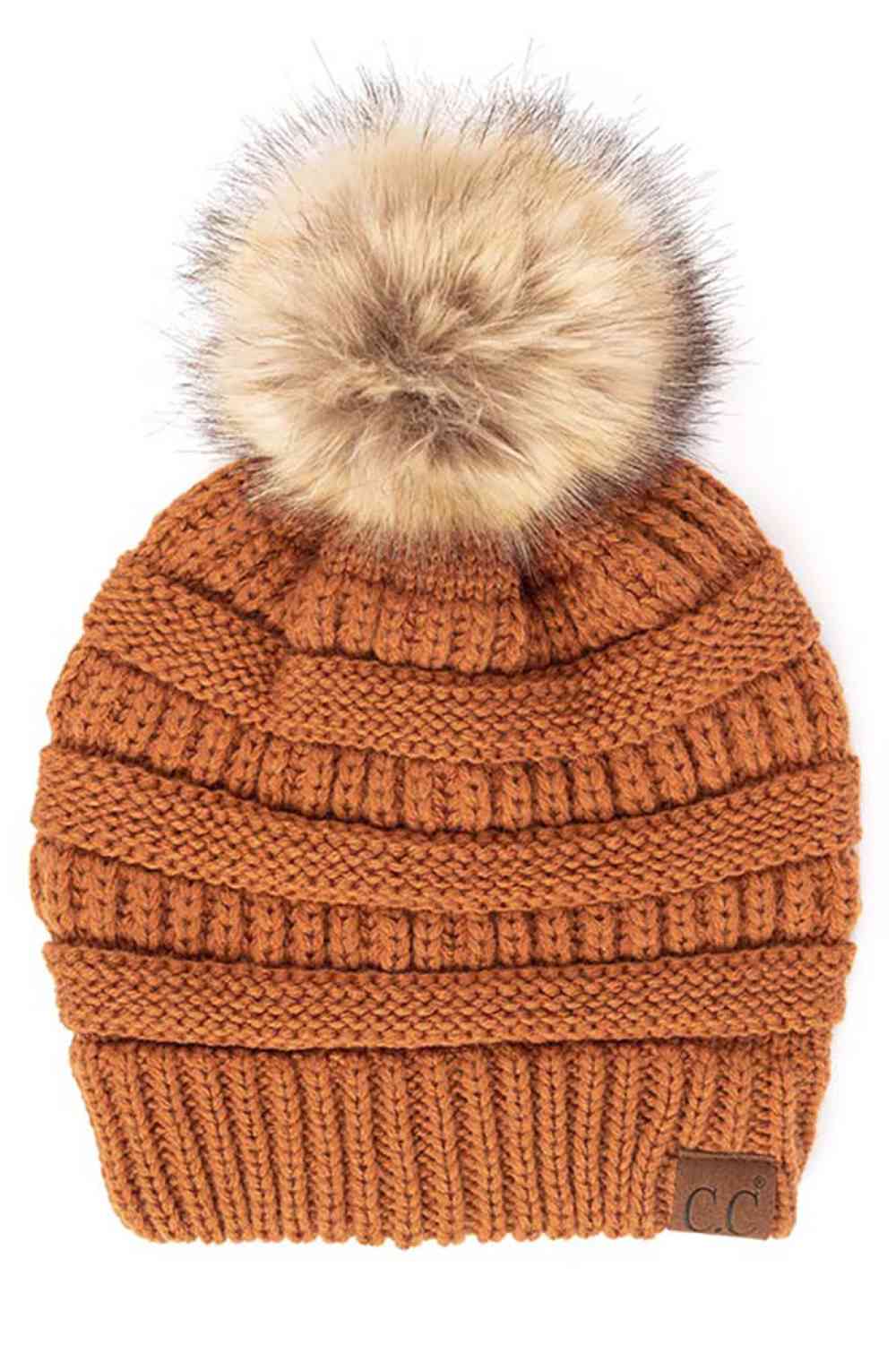 CC Cozy Warm Marled Pom Beanie C.C Solid Ribbed Knit Beanie with Pom – Madeline Love main image 4