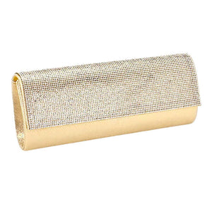 Clear Gold Crystal Cover Shimmery Evening Clutch Bag Metal Chain Strap, is beautifully designed and fit for all special occasions & places. Show your trendy side with this crystal-cover evening bag. Perfect gift ideas for a Birthday, Holiday, Christmas, Anniversary, Valentine's Day, and all special occasions.