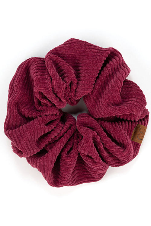 C.C Corduroy Solid Color Soft Scrunchies - Coco Berry