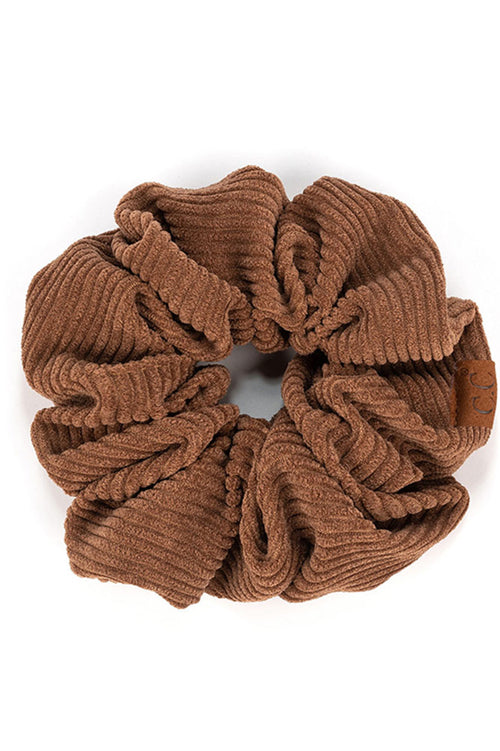 C.C Corduroy Solid Color Soft Scrunchies - Coffee