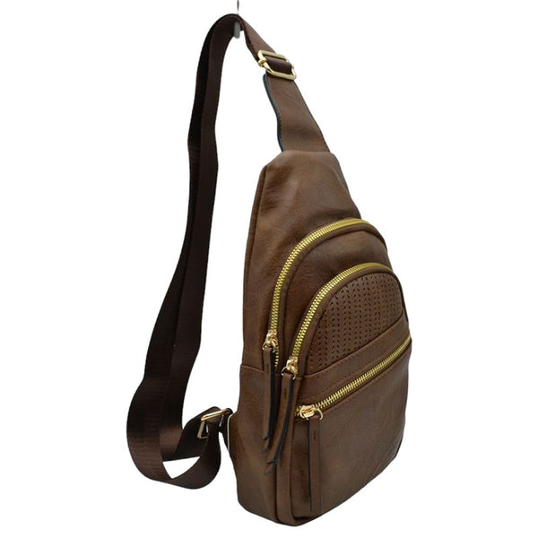 Coffee Faux Leather Multi Pocket Backpack Sling Bag, is an ideal choice for everyday use. Crafted from durable faux leather, it features multiple pockets for storing your belongings and keeping them organized. Its adjustable strap allows nice fit for maximum comfort. Stay organized and stylish with this backpack sling bag.