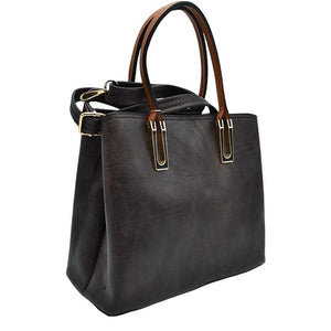 Coffee Solid Faux Leather Tote Bag Shoulder Bag, is perfect for the modern woman. Crafted with genuine faux leather, this stylish bag is durable, light, and spacious, and with adjustable straps, it is perfect for everyday use. Its sleek design will have you turning heads wherever you go.