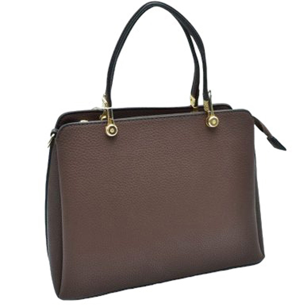 Coffee Textured Faux Leather Top Handle Tote Bag, is designed with state-of-the-art faux leather. It features a textured design and a comfortable top handle for easy carrying. Its spacious interior allows you to carry your everyday necessities in style. Perfect for any occasion or everyday use making it a great gift choice.