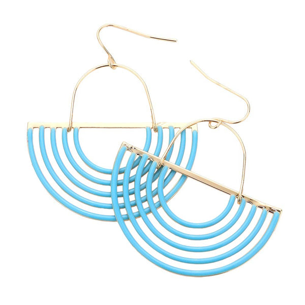 Color Detailed Abstract Metal Dangle Earrings, Update your earring collection with these. Made from high-quality materials, these earrings feature a unique abstract design and vibrant color detailing. Perfect for adding an eye-catching touch to any outfit. Invest in style and quality with these statement earrings.