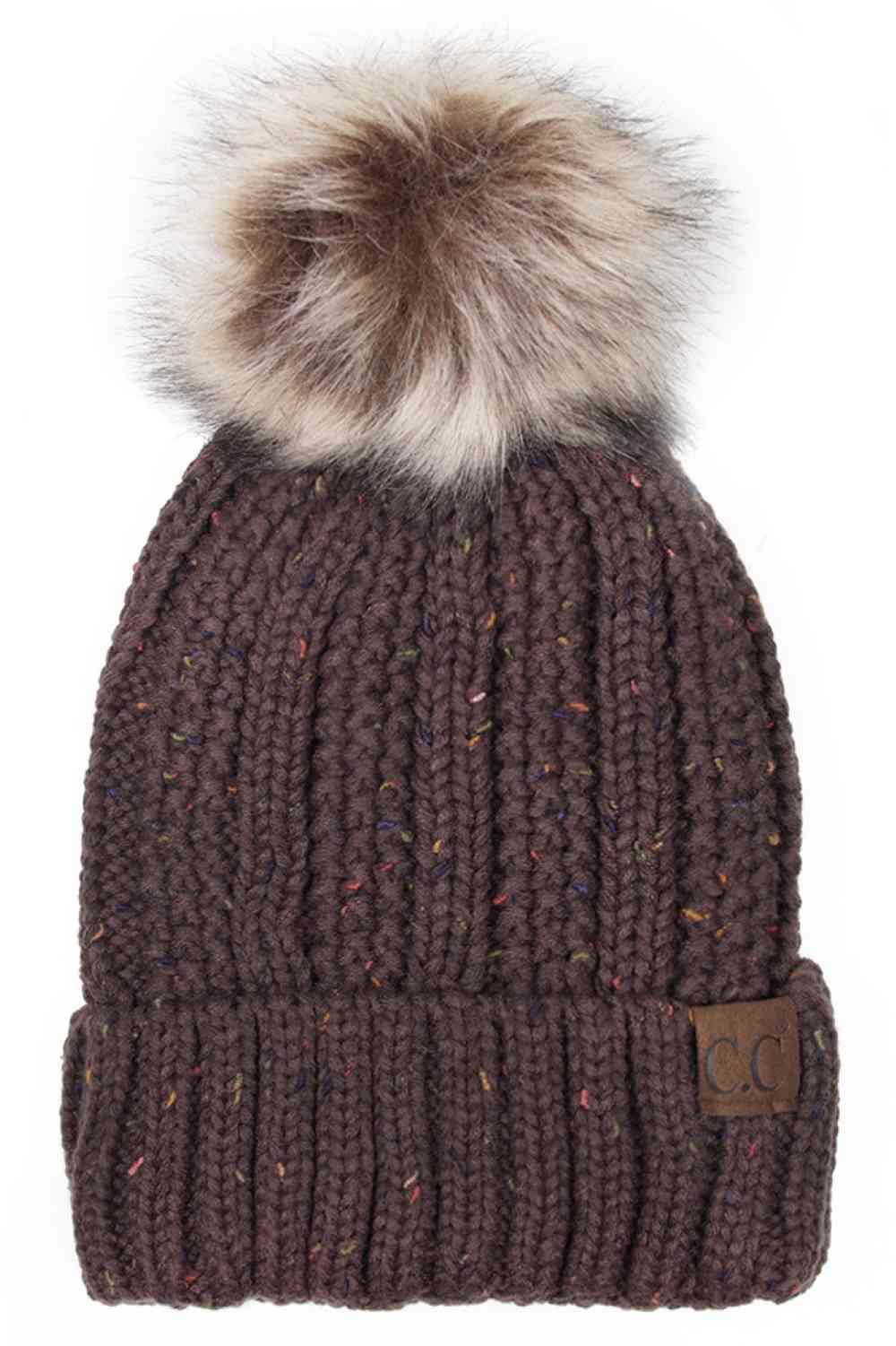 CC Cozy Warm Marled Pom Beanie C.C Solid Ribbed Knit Beanie with Pom – Madeline Love main image 2