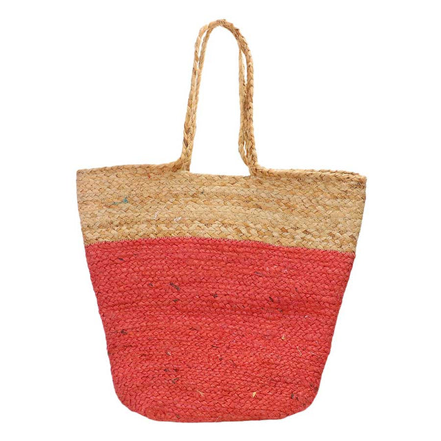 Coral Beautiful Woven Tote Bag, this tote bag is versatile enough for wearing throughout the week. Simple and leisurely, elegant and fashionable, suitable for women of all ages, and lightweight to carry around all day. The interior has enough capacity for keys, phones, cards, sunglasses, purses, lipsticks, books, and water bottles. This woven tote bag can hold up all your daily necessities. 