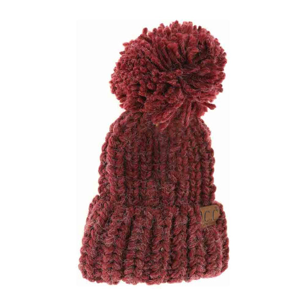 Cranberry Chunky Knit Yarn Pom C.C Beanie offers expert craftsmanship combining warmth and style in one accessory. Its dense yarn knit provides superior insulation, making it ideal for cold climates. The textured knit pattern ensures durability, while the classic pom pom adds a refined, casual appeal. Designed for a comfortable fit, this beanie maintains warmth without sacrificing breathability, making it a must-have for both outdoor enthusiasts and everyday wear.