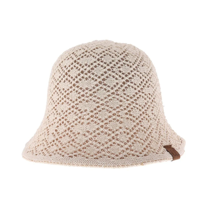 Cream Diamond Lace Knitted Reversible C.C Cloche Bucket Hat combines refined craftsmanship with versatile design. Featuring a delicate diamond lace knit pattern, this hat offers a sophisticated texture that enhances any ensemble. Its reversible construction allows you to switch effortlessly between a classic cloche silhouette and a relaxed bucket style, providing adaptable elegance for various occasions. Designed for comfort and style, it is an expert choice for those seeking both functionality and fashion-