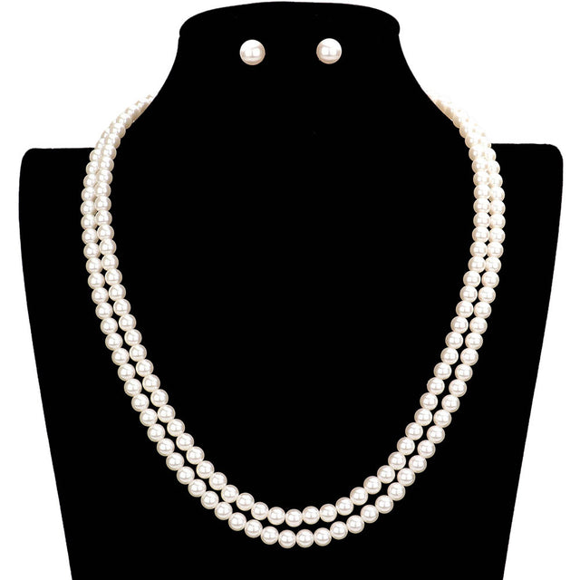 Cream Double Layered Pearl Necklace, get ready with these pearl necklaces to receive the best compliments on any occasion. Perfect for adding just the right amount of shimmer & shine and a touch of class to events. It looks so pretty, bright, and elegant on special occasions. This necklace is perfect for any event whether formal or casual or for going to a party or occasion. The perfect gift for a birthday, anniversary, Valentine‚Äö√Ñ√¥s Day, Party, Christmas, etc.