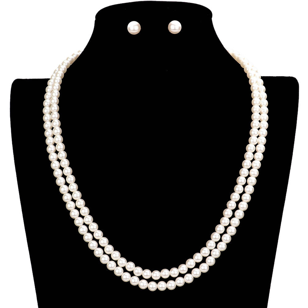 Cream Double Layered Pearl Necklace, get ready with these pearl necklaces to receive the best compliments on any occasion. Perfect for adding just the right amount of shimmer & shine and a touch of class to events. It looks so pretty, bright, and elegant on special occasions. This necklace is perfect for any event whether formal or casual or for going to a party or occasion. The perfect gift for a birthday, anniversary, Valentine’s Day, Party, Christmas, etc.