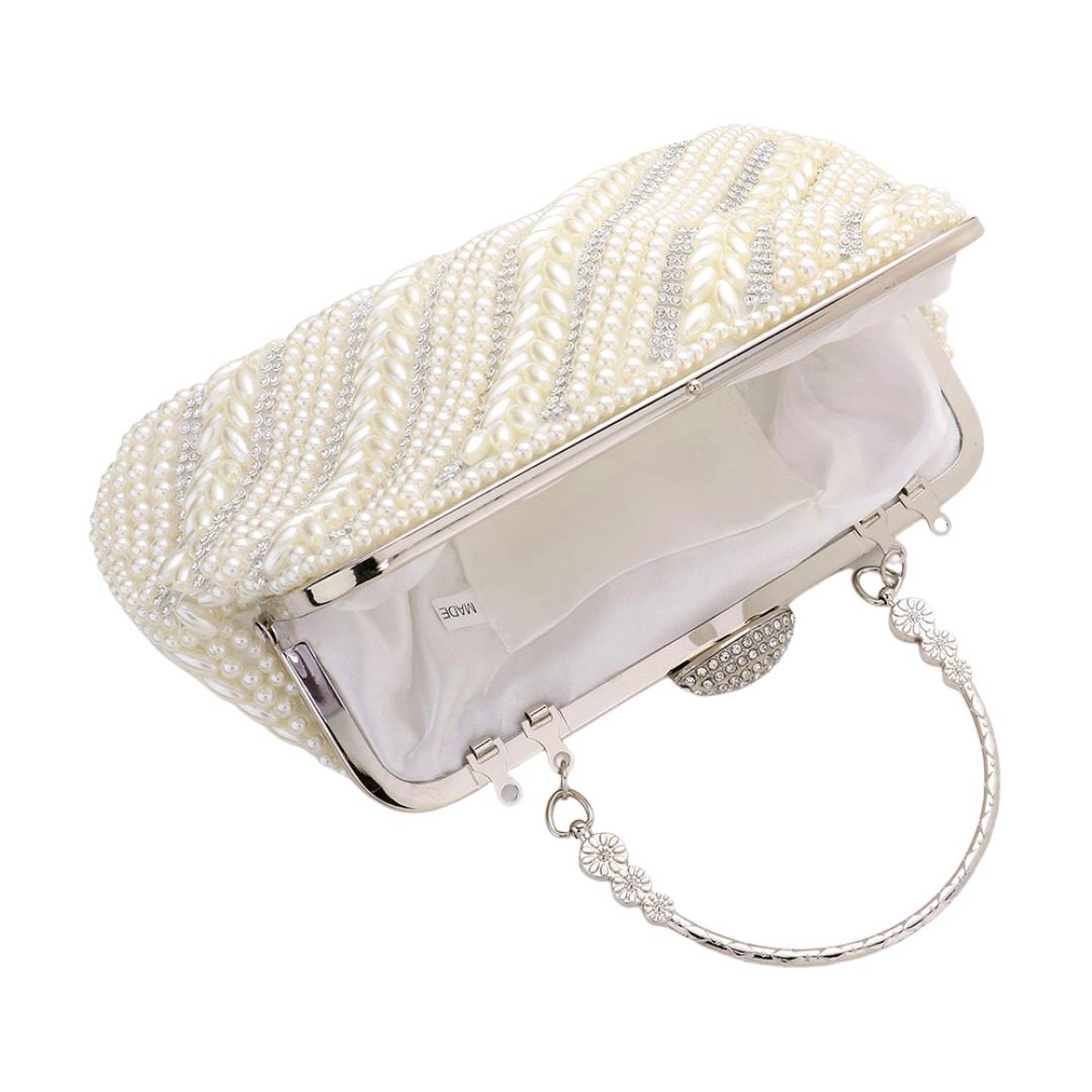 Cream Oblique Pearl Stone Evening Clutch Crossbody Bag, is beautifully designed and fit for all occasions & places. Its catchy and awesome appurtenance drags everyone's attraction to you at any place & occasion. Perfect gift ideas for a Birthday, Holiday, Christmas, Anniversary, Valentine's Day, or any special occasion.