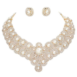 Cream Pearl Accented Evening Necklace, Get ready with these pearl necklaces and put on a pop of shine to complete your ensemble. Wear these pearl embellished evening necklaces to show your unique yet attractive & beautiful choice. The elegance of this pearl-accented necklace goes unmatched, great for wearing at a party! These classy necklaces are perfect for parties, Weddings, and Evenings. Awesome gift for birthdays, anniversaries, Valentine’s Day, or any special occasion.