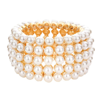 Cream Pearl Stretch Bracelet featuring a gorgeous cluster of pearls, this bracelet is the perfect touch of glamour for any outfit. We guarantee you'll be stunning! Perfect Birthday Gift, Anniversary Gift, Christmas Gift, Mother's Day Gift, or Graduation Gift. Regalo de: Navidad, Cumpleanos, Aniversario