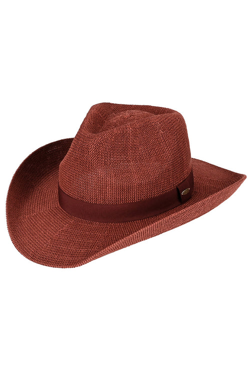 C.C College Team Color Cowboy Hat - Crimson
