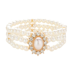 Crystal Cream Oval Pearl Accented Stretch Bracelet will bring a touch of simple sophistication to any ensemble. It beautifully combines timeless elegance with a modern twist, with an oval pearl accent adding understated panache. The perfect choice for a special occasion or everyday luxury. Perfect Birthday Gift, Anniversary Gift, Mother's Day Gift, Graduation Gift. Enjoy your special days!