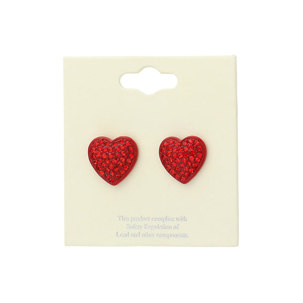 Crystal Paved Heart Stud Earrings will add a touch of elegance and sparkle to any outfit. The intricate crystal pave design showcases expert craftsmanship and adds a luxurious touch to your ensemble. With these earrings, you can make a statement with subtle sophistication. 