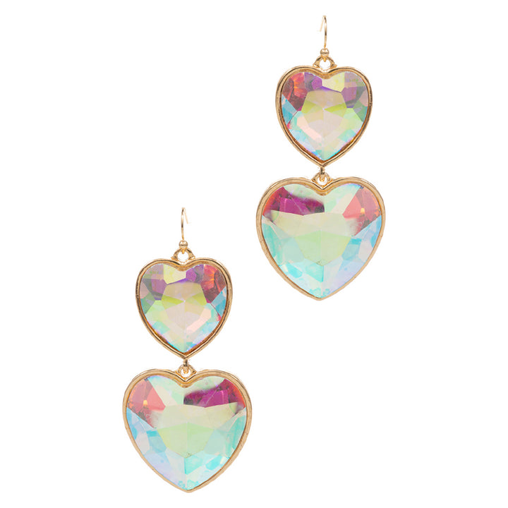 Crystal Stone Double Heart Link Dropdown Earrings are a must-have for any jewelry collection. Crafted with high-quality materials, these earrings feature a stunning crystal stone double heart design that exudes timeless beauty and sophistication. These earrings are perfect for any occasion and add glamour and charm to any outfit. 