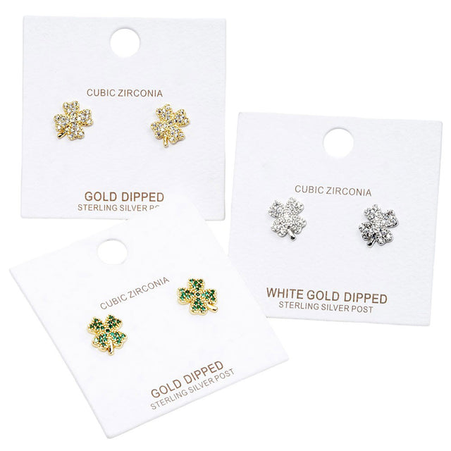 Cubic Zirconia Clover Stud Earrings, Upgrade your jewelry collection. These expertly crafted earrings feature high-quality cubic zirconia stones, giving them a stunning sparkle. The clover shape adds a touch of elegance to any outfit, making them the perfect accessory for both formal and casual occasions.