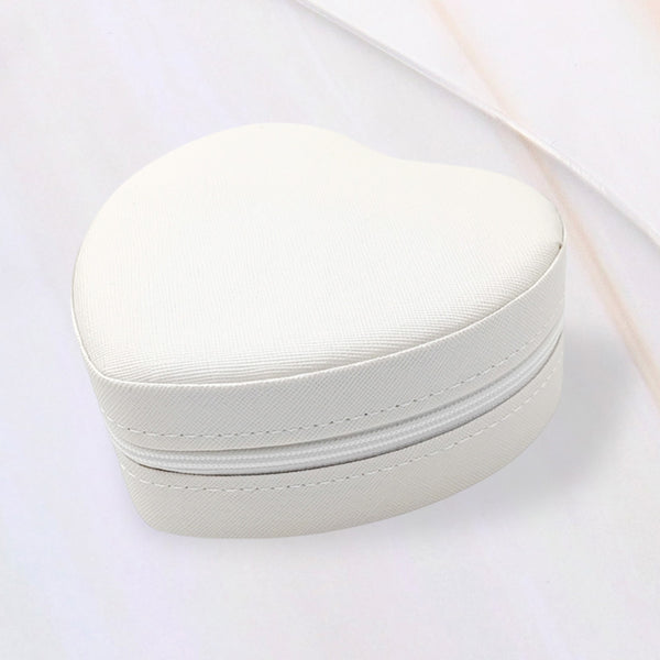 Faux Leather Portable Heart Jewelry Box