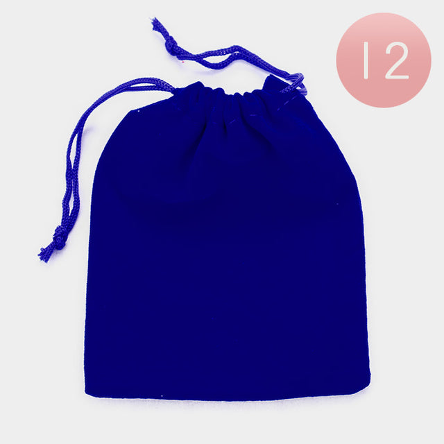 Madeline Love Sapphire 12PCS - Solid Velvet Drawstring Gift Bags - Jewelry