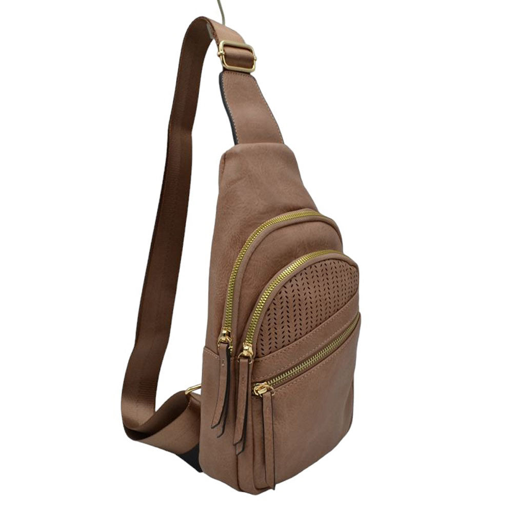 Dark Blush Faux Leather Multi Pocket Backpack Sling Bag, is an ideal choice for everyday use. Crafted from durable faux leather, it features multiple pockets for storing your belongings and keeping them organized. Its adjustable strap allows nice fit for maximum comfort. Stay organized and stylish with this backpack sling bag.