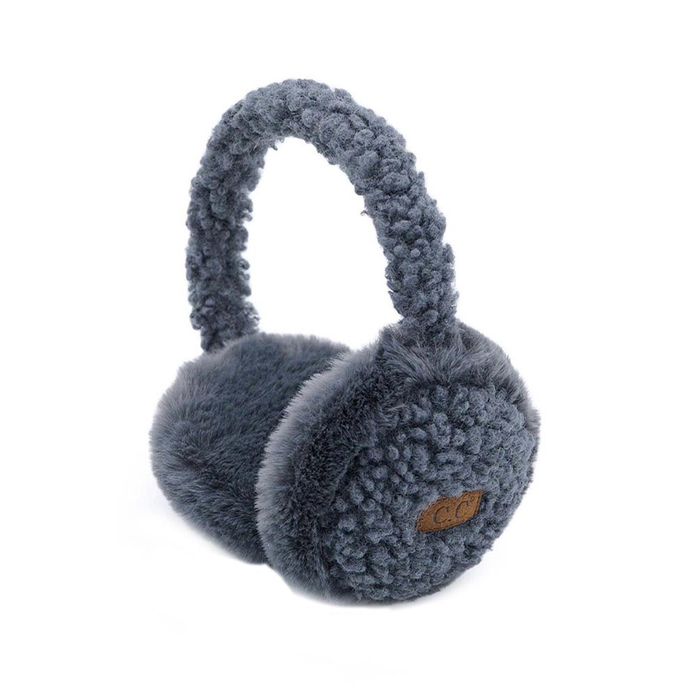 Dark Gray C.C Faux Fur Sherpa Earmuffs. Stay warm and stylish with these. Crafted with quality faux fur and Sherpa on the inside for ultimate comfort, these earmuffs provide superior insulation and protection from the cold. Their classic and timeless design allows them to easily match with any outfit.