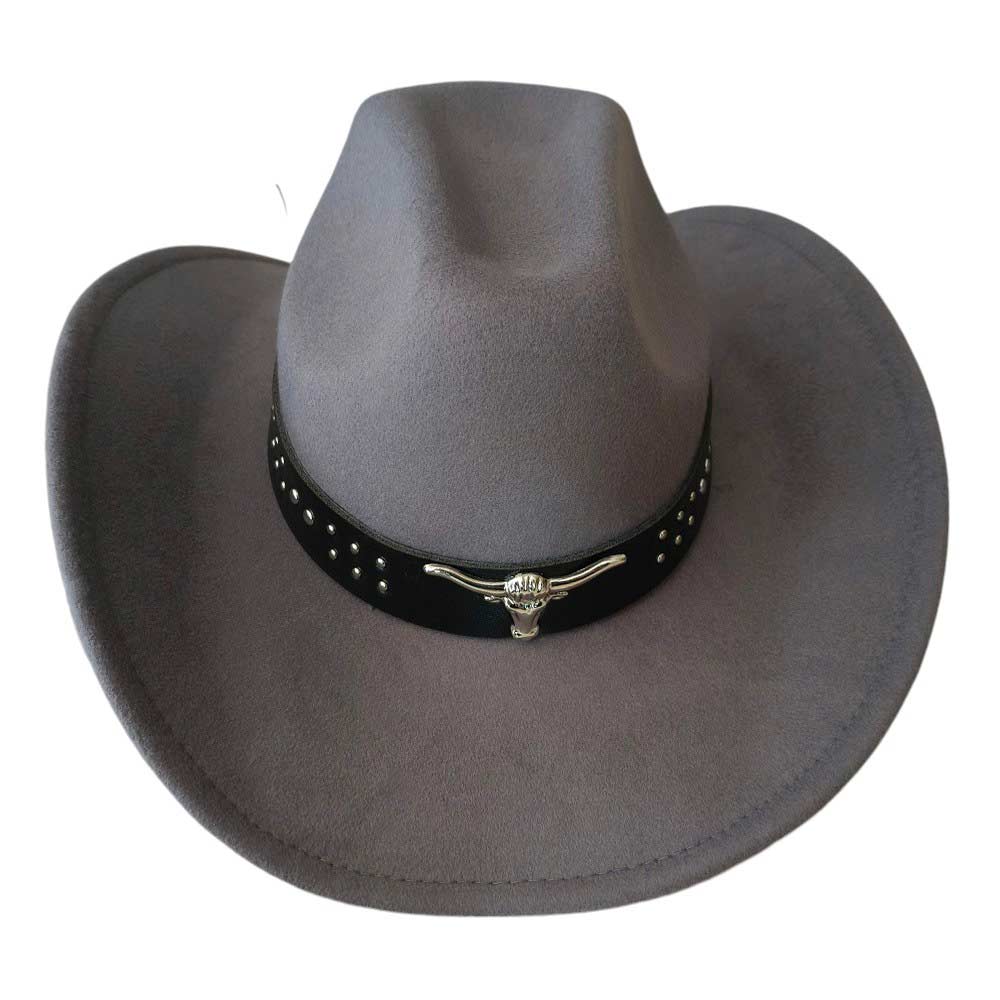 Dark-Gray-Steer Head Pointed Western Belt Pointed Cowboy Fedora Hat is a versatile accessory that adds a touch of Western flair to any outfit. With its pointed design and steer head embellishment, it is both stylish and functional. Made with high-quality materials, it is a durable and long-lasting addition to your wardrobe.