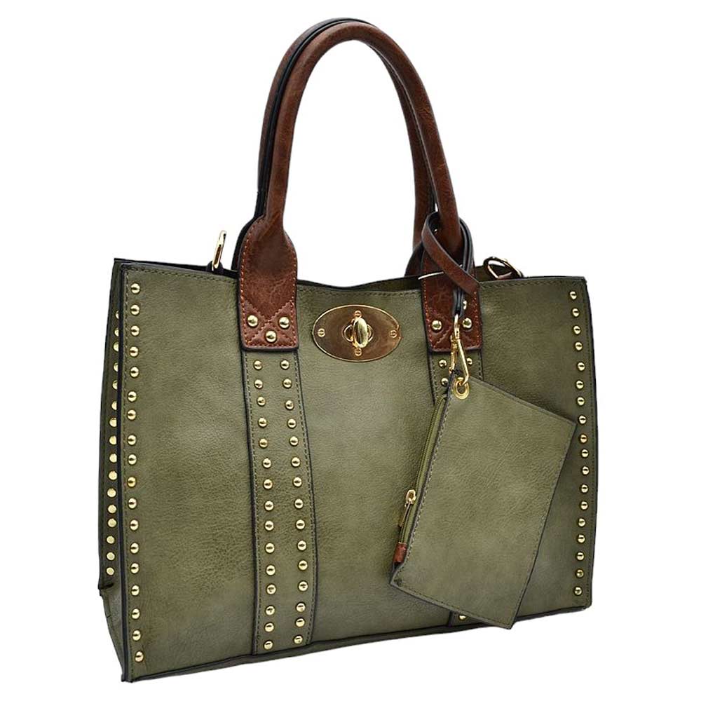 Dark Green Faux Leather Top Handle Tote Bag With Purse, is a stylish and durable bag made of high-quality faux leather. Its spacious top handle design allows for comfortable carrying and the detachable purse adds extra convenience. The bag is designed to last for years to come. Perfect gift for family members on any day.