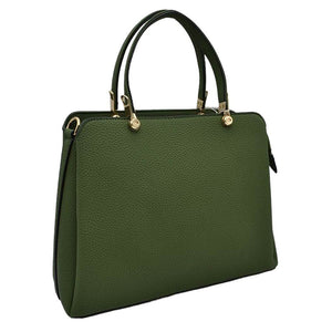 Dark Green Textured Faux Leather Top Handle Tote Bag, is designed with state-of-the-art faux leather. It features a textured design and a comfortable top handle for easy carrying. Its spacious interior allows you to carry your everyday necessities in style. Perfect for any occasion or everyday use making it a great gift choice.
