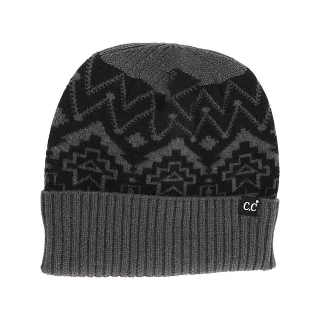 Dark-Grey Unisex Cuffed Southwestern Print C.C Beanie combines authentic Southwestern-inspired design with practical warmth. Featuring a cuffed edge for a secure fit, this beanie is crafted from soft, breathable fabric that provides comfort and insulation in cooler conditions. Its versatile unisex style makes it a reliable accessory for outdoor activities and casual wear, delivering both function and distinctive aesthetic appeal.