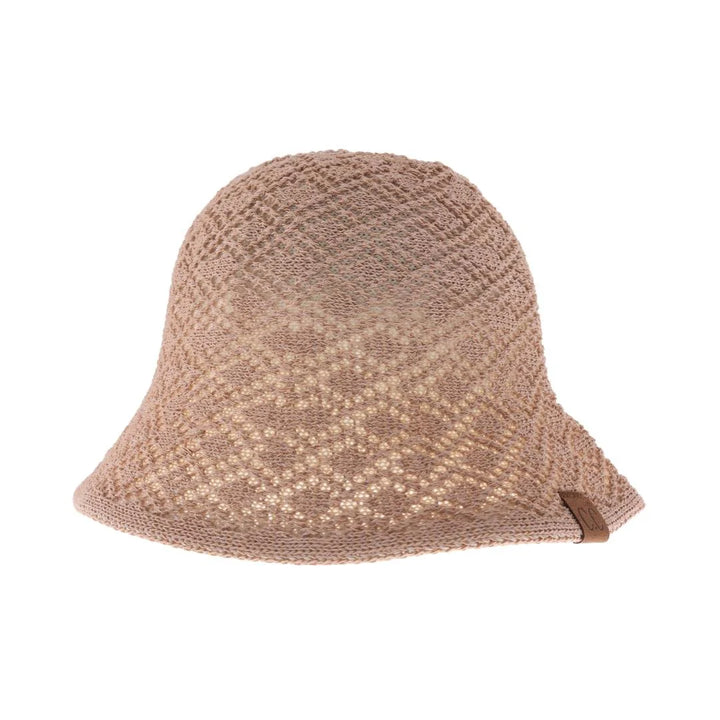 Dark-Natural Diamond Lace Knitted Reversible C.C Cloche Bucket Hat combines refined craftsmanship with versatile design. Featuring a delicate diamond lace knit pattern, this hat offers a sophisticated texture that enhances any ensemble. Its reversible construction allows you to switch effortlessly between a classic cloche silhouette and a relaxed bucket style, providing adaptable elegance for various occasions. Designed for comfort and style, it is an expert choice for those seeking both functionality and f