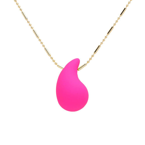 Collar con colgante de lágrima de color mate - Rosa oscuro