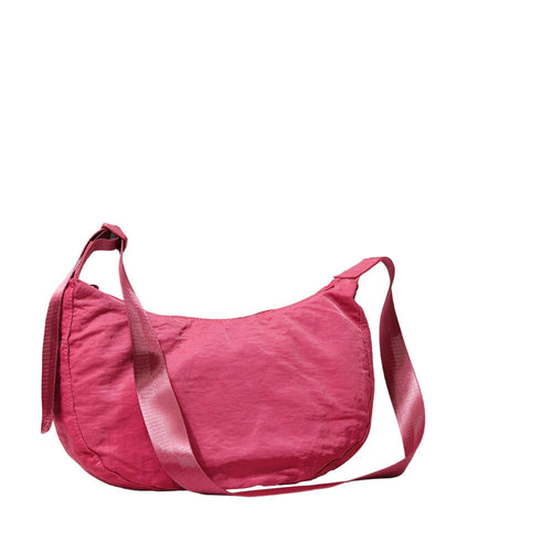 Women's Solid Nylon Sling Bag Crossbody - Dark Pink