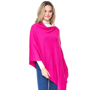 Dark Pink Solid Scarf Poncho, with the latest trend in ladies' outfit cover-up! The high-quality poncho is soft, comfortable, and warm but lightweight. It's perfect for your daily, casual, party, evening, vacation, and other special events outfits. A fantastic gift for your friends or family.