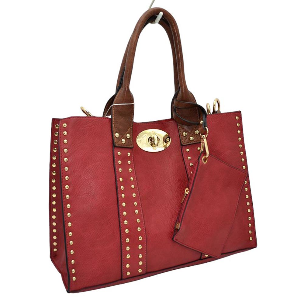 Dark Red Faux Leather Top Handle Tote Bag With Purse, is a stylish and durable bag made of high-quality faux leather. Its spacious top handle design allows for comfortable carrying and the detachable purse adds extra convenience. The bag is designed to last for years to come. Perfect gift for family members on any day.