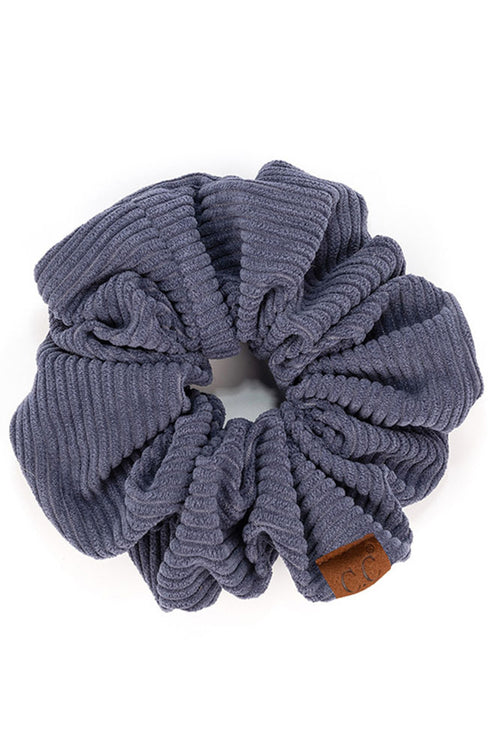 C.C Corduroy Solid Color Soft Scrunchies - Dark Denim