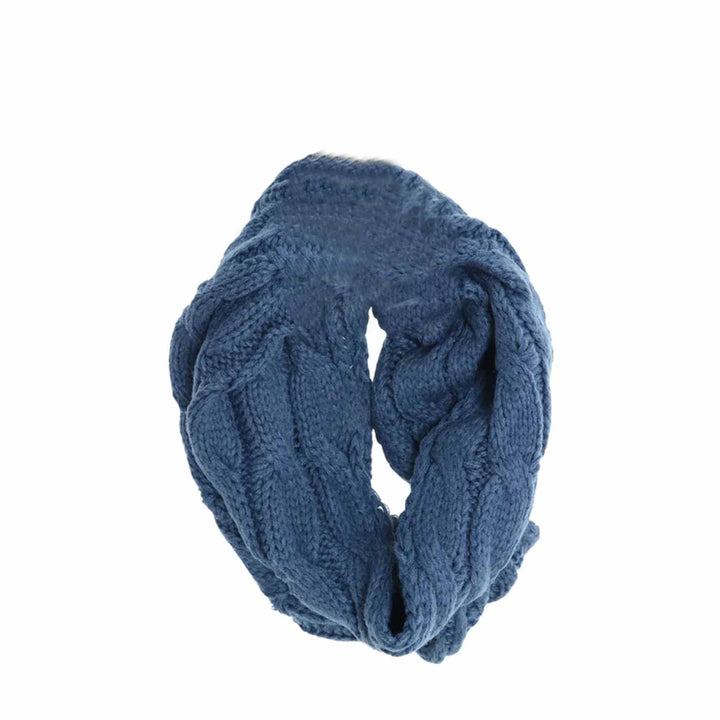 Dark Denim KIDS Solid Cable Knit CC Infinity Scarf offers reliable warmth and comfort for young children during chilly days. Its expertly crafted cable knit construction ensures durability and softness, while the infinity design allows for easy, secure wear without the hassle of loose ends. This solid-colored scarf is a practical accessory that complements any kid’s winter wardrobe, providing both functional protection. 