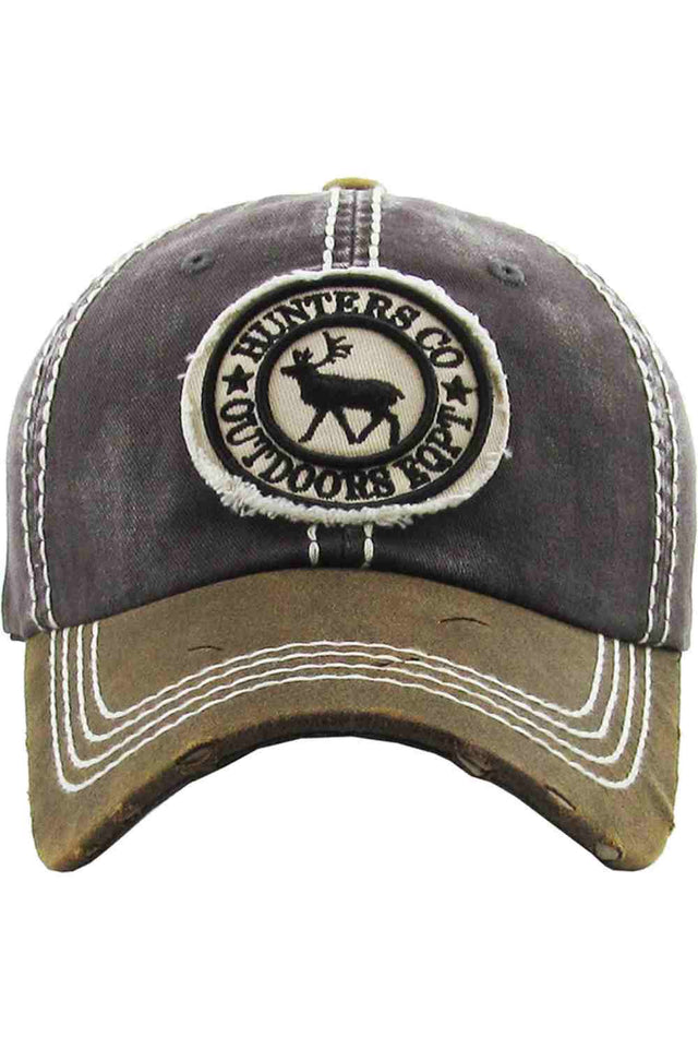 Dark Gray The HUNTERS Vintage Baseball Cap features a classic washed finish with a rugged, broken-in look that delivers timeless outdoor style. Designed for comfort and everyday wear, it’s perfect for casual outings, adventures, or adding a bold vintage touch to any outfit.