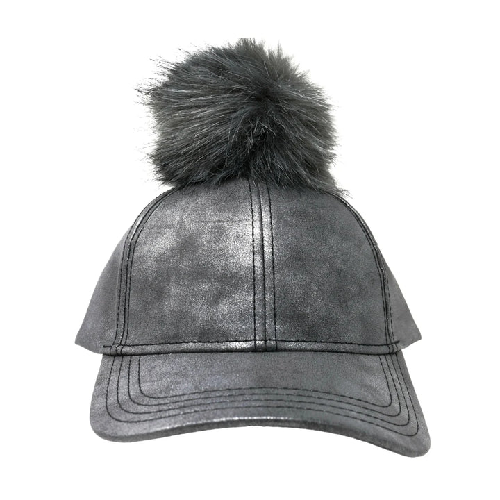 Dark Gray Metallic Fur Pom CC Ball Cap combines a stylish metallic sheen with a soft fur pom for a distinctive look. Designed with expert craftsmanship, this cap ensures a comfortable fit and lasting quality, making it a versatile accessory that enhances both casual and chic ensembles. 